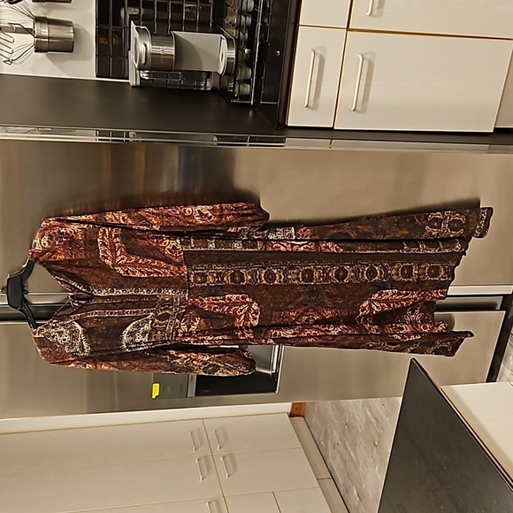 💕ZARA💕 Printed Midi Dress 8913/829 ~ Brick Multi-Color Abstract Print Small - Picture 7 of 15